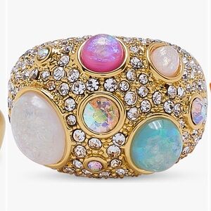 Kurt Geiger Stunning Opal Mix Pave Ring with Colorful Stones Sz. 8 New NO Box